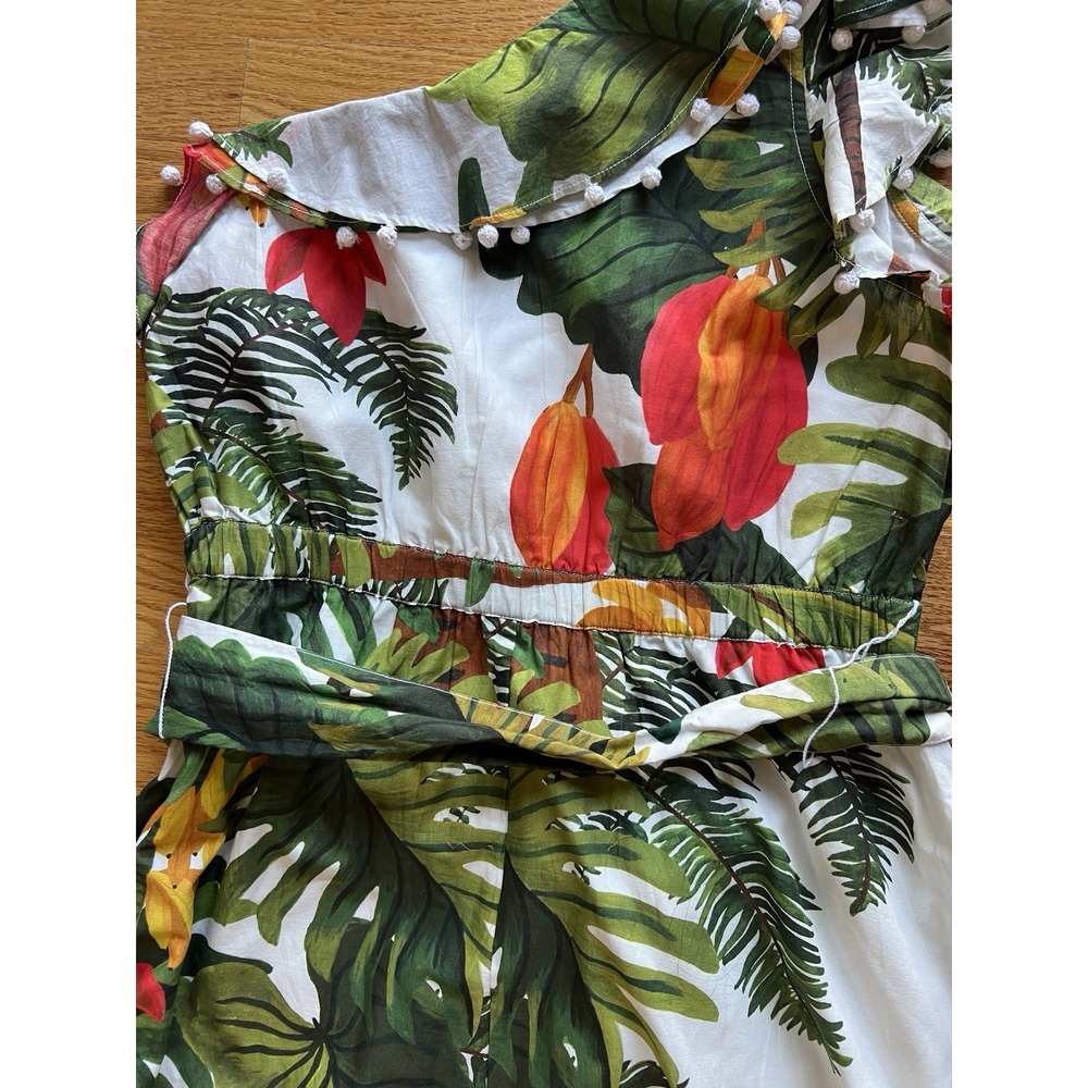 Farm Rio Mixed Flowery Madi Colorful Ruffle‎ One Shoulder Slip Dress Size Med - Picture 12 of 16